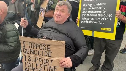 Blind man previously arrested at protest speaks out at Palestine Action demo