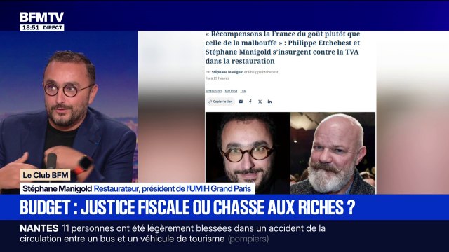 LE CLUB BFM - Stéphane Manigold, président de l'UMIH Grand Paris, s'insurge contre la TVA dans la restauration