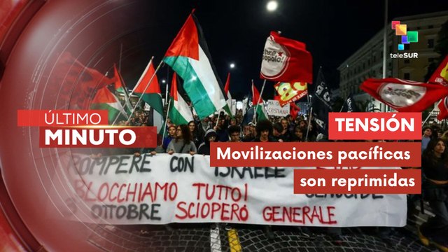 Reprimen manifestaciones propalestinas en Italia