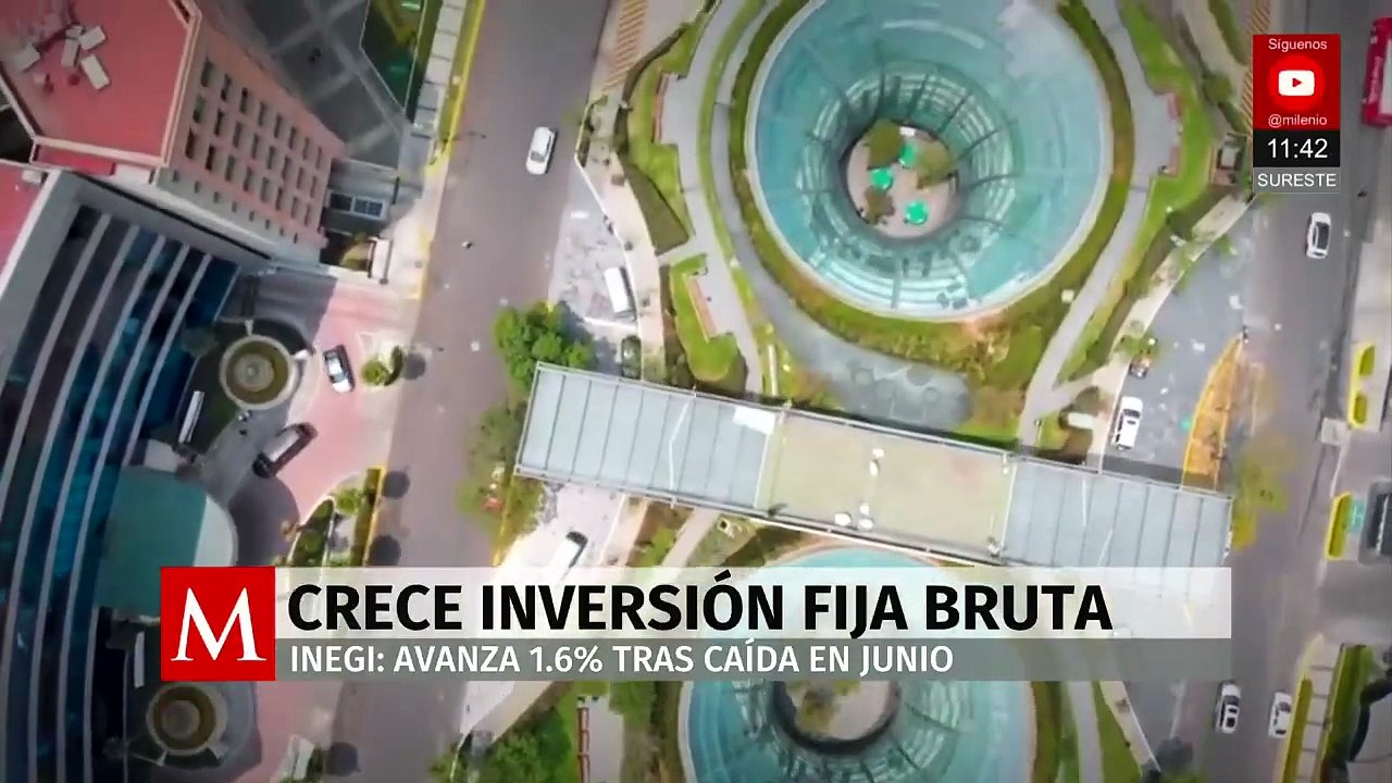 Inversión fija bruta en México repunta 1.6% en julio: Inegi