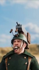 Un pistolet fixé sur un casque de la Seconde Guerre mondiale