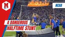 Best mascot in college football performs a wild stunt with fire