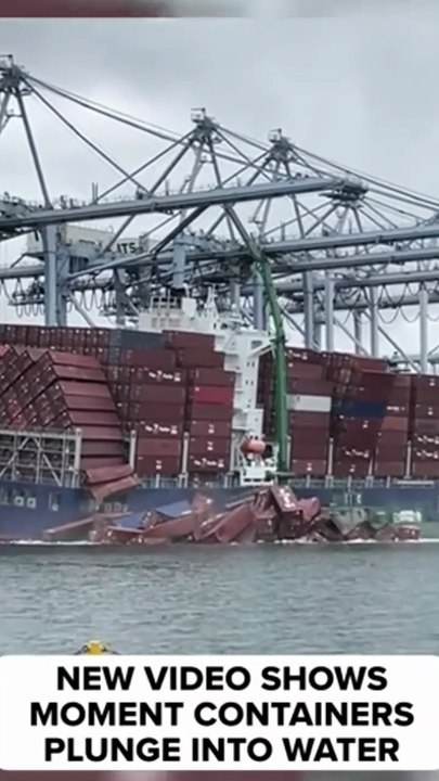 Dozens of Cargo containers fall into water