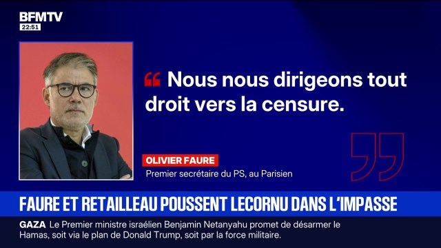 Politique de Sébastien Lecornu: Olivier Faure, Premier secrétaire du PS, estime que le Premier ministre se dirige tout droit vers la censure