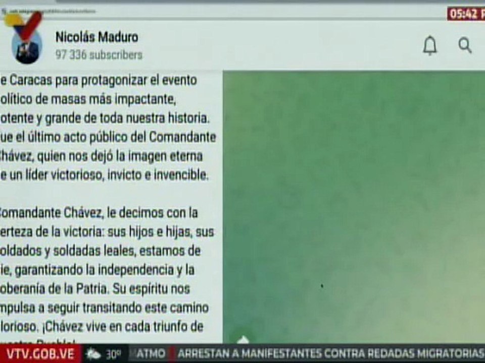 Jefe de Estado: Cmdt. Chávez, estamos de pie, garantizando la independencia y soberanía de la patria