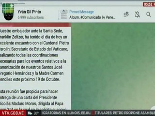 Jefe de Estado envió carta al Papa León XIV solicitando apoyo para consolidar la paz en Venezuela