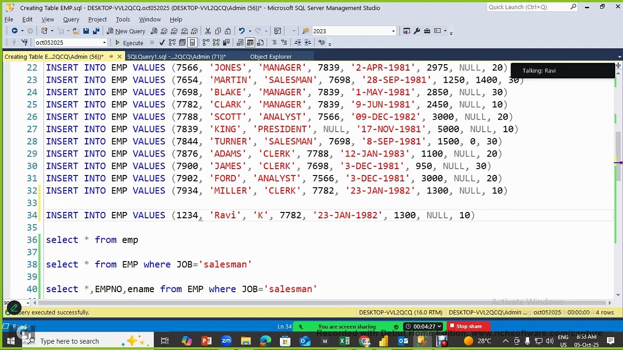 26 Live SQL Practice Session 5 Oct 2025