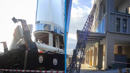 İstanbul’da devrilen vinç öğrenci yurduna çarptı; kaza anı kamerada