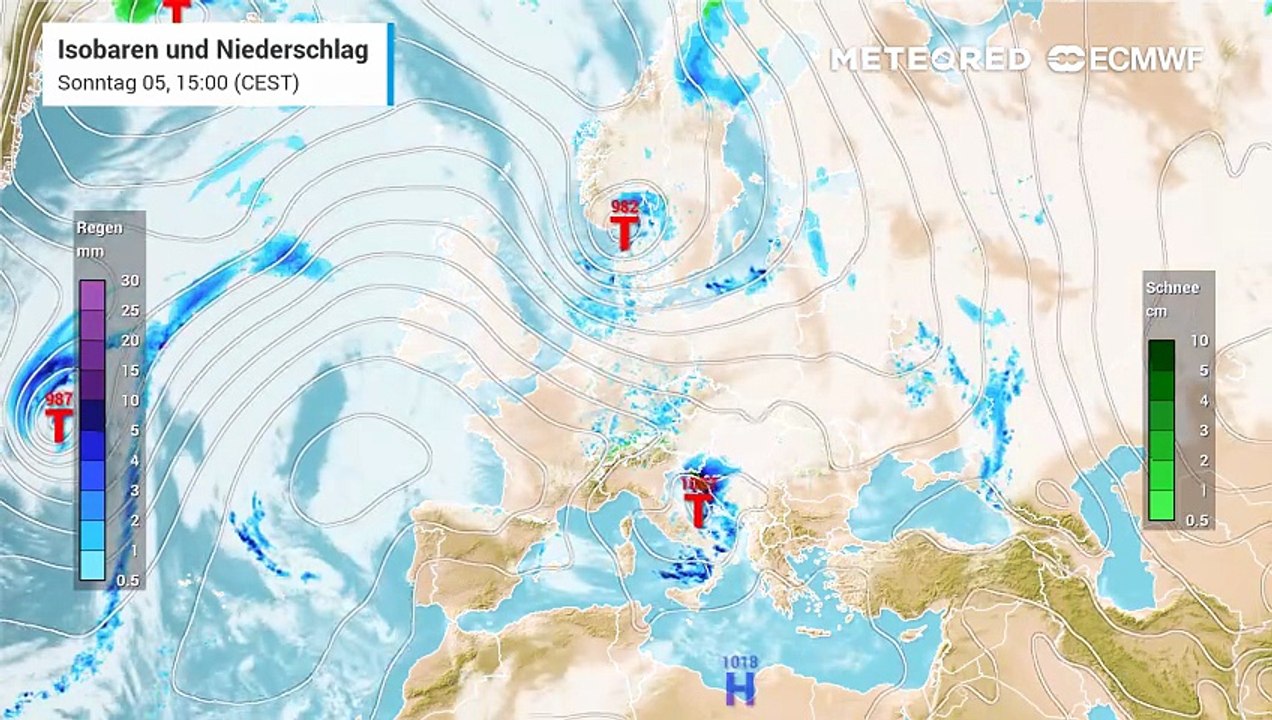 Spannende Wetterlage in Mitteleuropa: Schnee, Dauerregen und teils stürmische Böen prägen die kommenden Tage