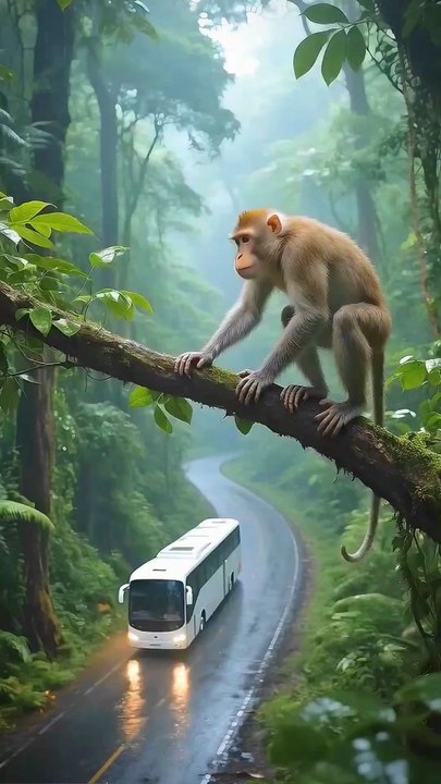 How monkey help the bus passengers #animals #fi...