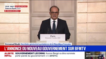 Emmanuel Moulin, secrétaire général de l'Élysée, annonce les noms des ministres du gouvernement de Sébastien Lecornu
