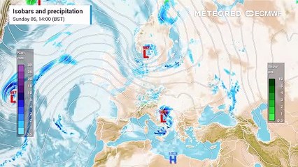 A calmer start to the week across the UK, with dry weather more widespread but outbreaks of rain persisting in the North
