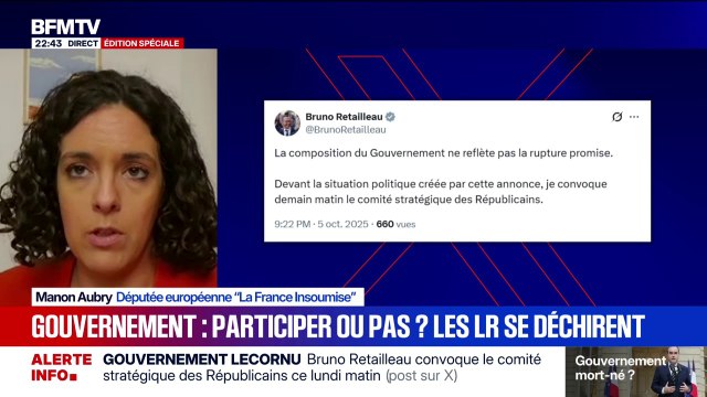Gouvernement de Sébastien Lecornu: J'ai l'impression de voir un gouvernement The Walking Dead , de revenants , ironise Manon Aubry, députée européenne LFI