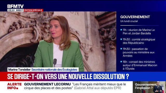 Gouvernement de Sébastien Lecornu: La dissolution [de l'Assemblée nationale] ne résoudra rien , explique Marine Tondelier, secrétaire nationale des Écologistes