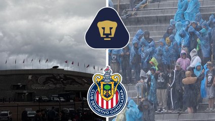Pumas vs Chivas: intensa lluvia se presenta en el Estadio Olímpico Universitario y sorprende a afición previo al juego