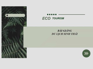 BÀI GIẢNG - DU LỊCH SINH THÁI