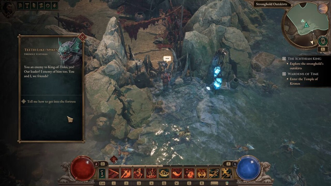 Wir befreien einen kleinen schmierigen Freund und kloppen Fischwesen im neuen Titan-Quest-2-Gebiet »The Northern Beaches«