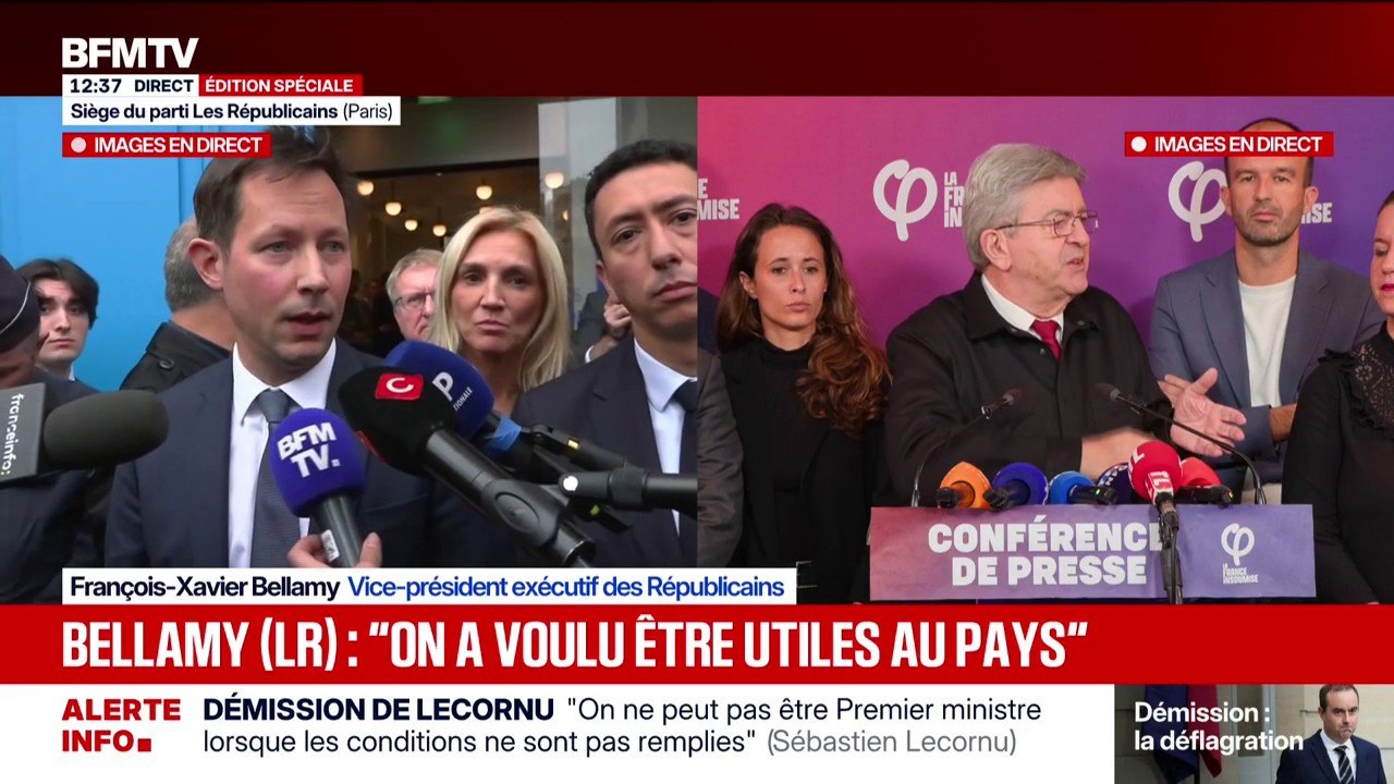 Démission de Sébastien Lecornu: "Nous sommes là pour servir le pays, pas pour servir de béquille à un système politique incapable de se renouveler", déclare François-Xavier Bellamy (LR)
