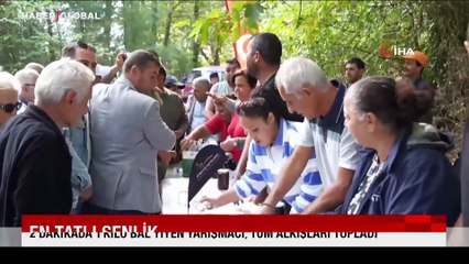 En tatlı şenlik: 2 dakikada 1 kilo bal yiyen yarışmacı, tüm alkışları topladı