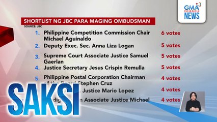 Shortlist ng mga puwedeng pagpilian ni PBBM sa pagka-Ombudsman, ibinigay na ng JBC sa Malacañang | Saksi
