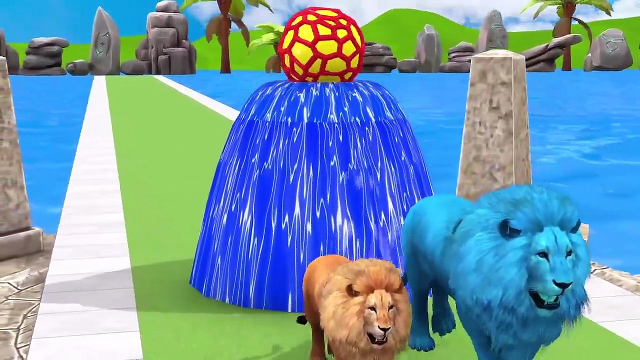 Long Slide Game With Cow Elephant Gorilla Hippopotamus Tiger - 3d Animal Game - Funny 3d Animals