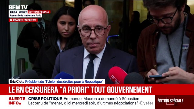 Crise politique après la démission de Sébastien Lecornu: Aucun gouvernement ne bénéficiera de notre soutien , déclare estime Éric Ciotti, président de l'UDR
