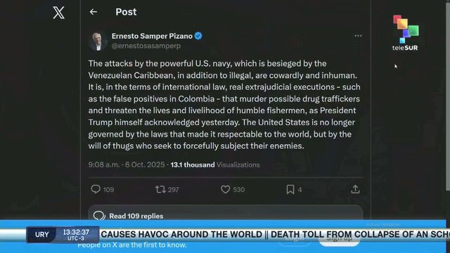 Former Colombian President Ernesto Samper condemns attack by American ships in the region