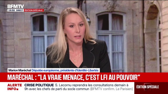 Crise politique après la démission de Sébastien Lecornu: pour Marion Maréchal, présidente d'Identité-Libertés, ça n'a plus de sens de composer avec des gouvernements qui sont issus de partis minoritaires