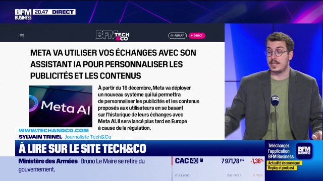 À lire sur le site Tech&Co : Meta va utiliser vos échanges avec son assistant IA pour personnaliser les publicités et les contenus, par Sylvain Trinel - 06/10