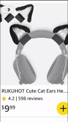 RUKUHOT Cute Cat Ears Headphone Attachment,Adjustable Design Fit for Logitech G PRO HypreX Cloud/Cloud Flight Headphones and Black & White