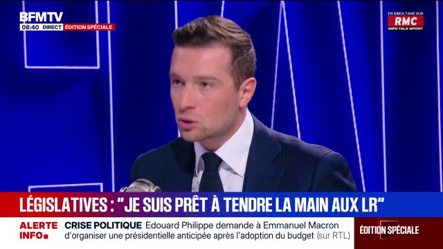 Jordan Bardella affirme être parfaitement disposé à tendre la main aux Républicains sur un accord de gouvernement