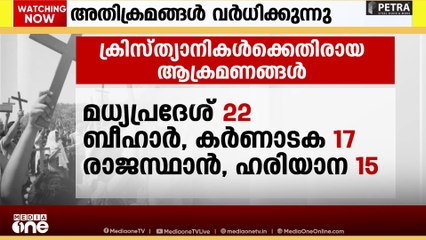 രാജ്യത്ത് ക്രിസ്ത്യൻ മതന്യൂനപക്ഷങ്ങൾക്കെതിരായ അതിക്രമങ്ങൾ വർധിക്കുന്നു; കണക്കുകൾ
