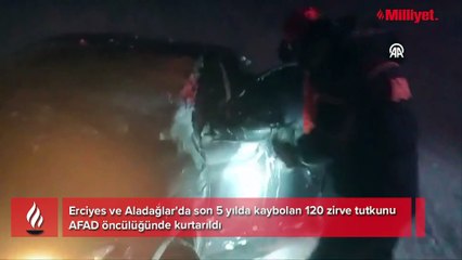 Erciyes ve Aladağlar'da son 5 yılda kaybolan 120 zirve tutkunu AFAD öncülüğünde kurtarıldı