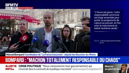 Manuel Bompard juge qu'Emmanuel Macron "est totalement responsable de chaos"