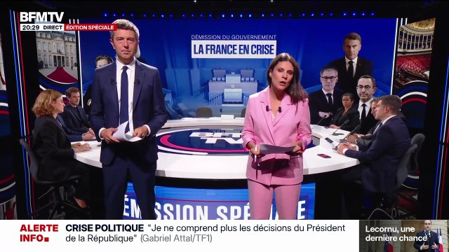 Apolline de Malherbe et Maxime Switek présentent Démission du gouvernement : La France en crise , ce lundi 6 octobre 2025 sur BFMTV.