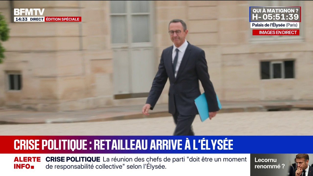 Crise politique: l'arrivée de Bruno Retailleau à l'Élysée pour la réunion avec les chefs de parti