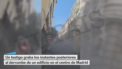 Un testigo graba los instantes posteriores al derrumbe de un edificio en Madrid
