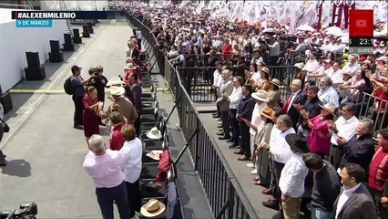 Políticos destacados en tercera fila durante mitin de Sheinbaum en el Zócalo