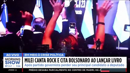 MILEI canta ROCK no lançamento de livro para ANIMAR ELEITORES