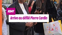 Romy arrive au défilé Pierre Cardin