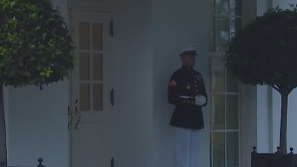 WHITE HOUSE Marine Sentry Startled by Sudden Lightning Strike