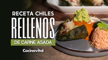 Receta de chiles rellenos de carne asada con arroz
