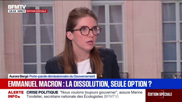 Pour Aurore Bergé, porte-parole démissionnaire du gouvernement, à part LFI et le RN, personne ne souhaite la dissolution