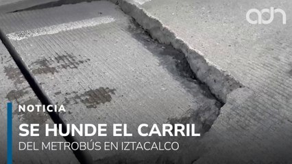¡Peligro! Se hunde pavimento del carril exclusivo del Metrobús en la Línea 2