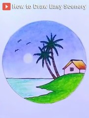 Drawing & Coloring Beautiful Beach Scenery