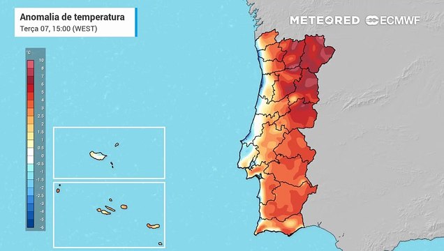 Até domingo esperam-se temperaturas elevadas em Portugal Continental, com anomalias positivas que podem chegar aos 6 ºC.