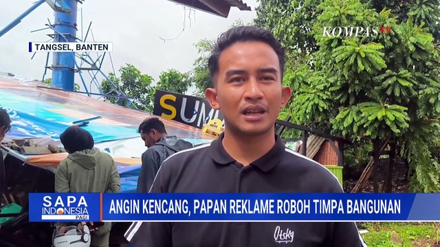 Hujan Deras Disertai Angin Kencang di Tangsel, Papan Reklame Hingga Tembok Area Parkir Roboh