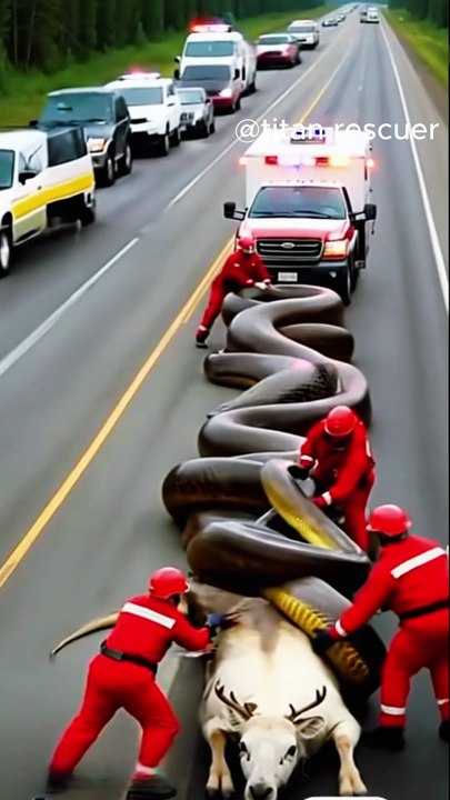 RESCUERS SAVE REINDEER FROM GAINT ANACODA