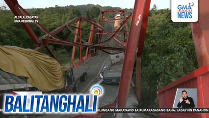 Mga truck na kasamang bumagsak sa Piggatan Bridge, hindi pa rin naiaalis; pagbabantay sa tulay, mas hinigpitan | Balitanghali
