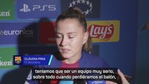 Claudia Pina y Graham Hansen hablan en zona mixta tras el 7-1 del Barça al Bayern